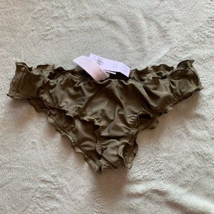 Olive green ruffled hollister bikini bottoms NWT